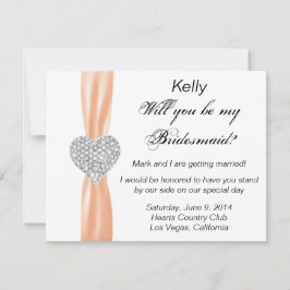 Tarjeta de dama de honor de boda con corazón de di
