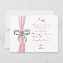 Tarjeta de Dama de Honor de Boda con Lazo de Diama