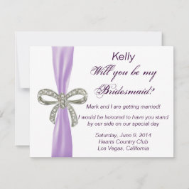 Tarjeta de dama de honor de boda con lazo de diama