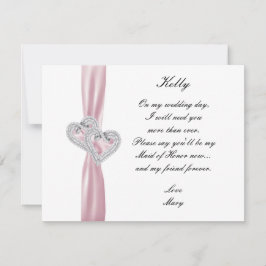 Tarjeta de Dama de Honor de Boda Corazón de Diaman