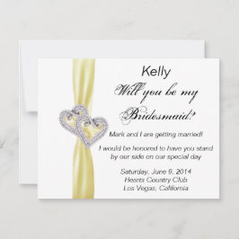 Tarjeta de dama de honor de boda de corazón de dia