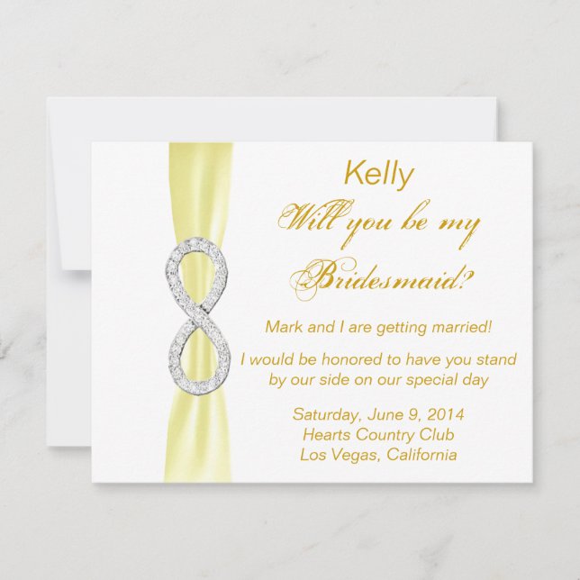 Tarjeta de dama de honor de boda de diamante amari (Anverso)