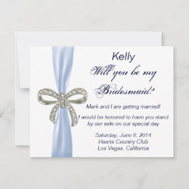 Tarjeta de dama de honor de boda de diamante azul