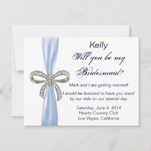Tarjeta de dama de honor de boda de diamante azul