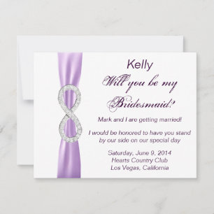 Tarjeta de dama de honor de boda de diamante de la