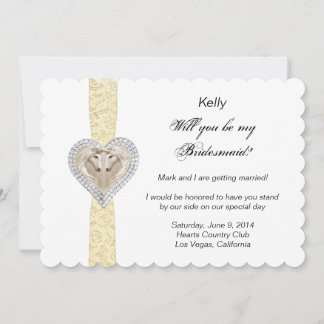 Tarjeta de dama de honor de boda de encaje amarill