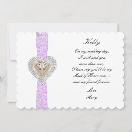 Tarjeta de Dama de Honor de Boda de Encaje Morado 