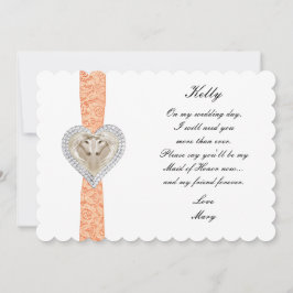 Tarjeta de Dama de Honor de Boda de Encaje Naranja