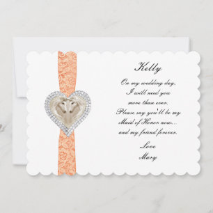 Tarjeta de Dama de Honor de Boda de Encaje Naranja