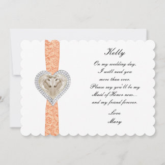 Tarjeta de Dama de Honor de Boda de Encaje Naranja