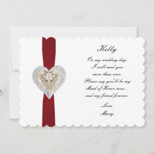Tarjeta de Dama de Honor de Boda de Encaje Rojo Un