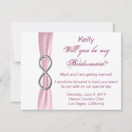 Tarjeta de dama de honor de boda de infinito rosa