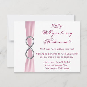 Tarjeta de dama de honor de boda de infinito rosa