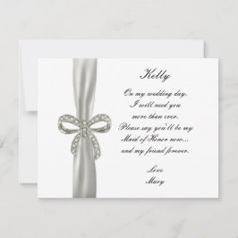 Tarjeta de Dama de Honor de Boda Diamond Bow