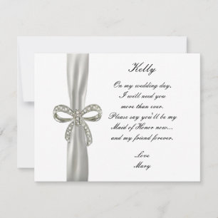 Tarjeta de Dama de Honor de Boda Diamond Bow