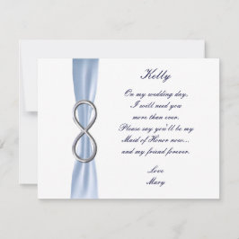 Tarjeta de Dama de Honor de Boda Infinito Azul