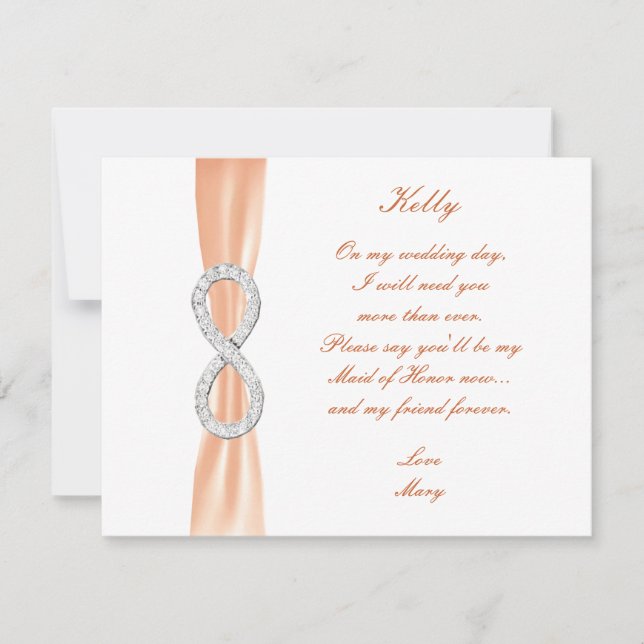 Tarjeta de Dama de Honor de Boda Infinito de Diama (Anverso)