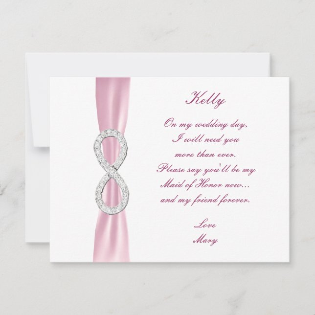 Tarjeta de Dama de Honor de Boda Infinito Diamante (Anverso)