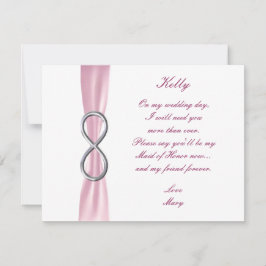 Tarjeta de Dama de Honor de Boda Infinito Rosa