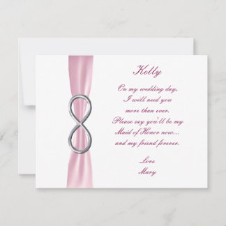 Tarjeta de Dama de Honor de Boda Infinito Rosa