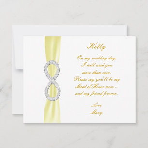 Tarjeta de Dama de Honor de Boda Infinity Diamante