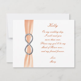 Tarjeta de dama de honor de boda Orange Infinity