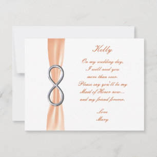 Tarjeta de Dama de Honor de Boda Orange Infinity