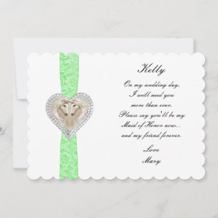 Tarjeta de Dama de Honor de Boda Unicornio Verde d