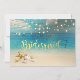 Tarjeta de Dama de Honor de Bodas en la Playa con