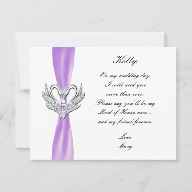 Tarjeta de Dama de Honor de Cisnes Plateados con L (Anverso)