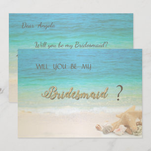 Tarjeta de dama de honor de conchas de boda de pla