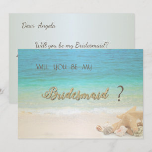 Tarjeta de dama de honor de conchas de boda de pla