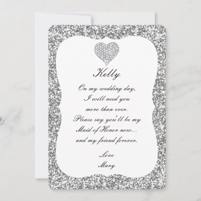 Tarjeta de Dama de Honor de Corazón de Diamante co (Anverso)