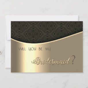 Tarjeta de dama de honor de damasco negro elegante