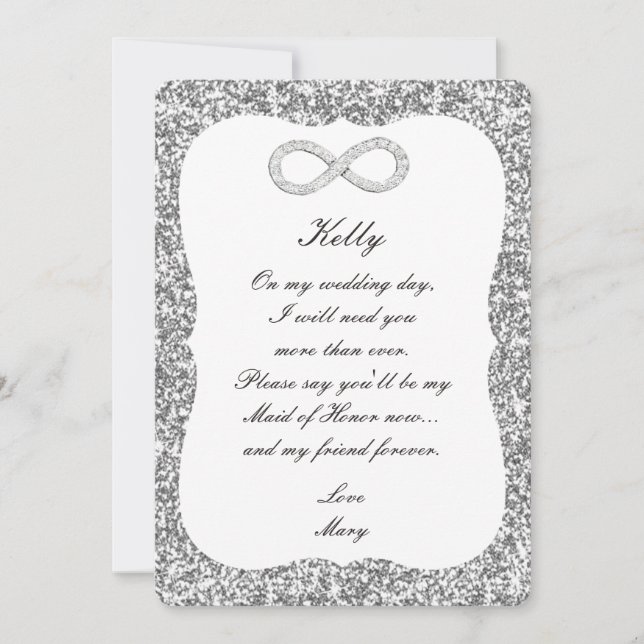 Tarjeta de Dama de Honor de Diamante con Brillo de (Anverso)