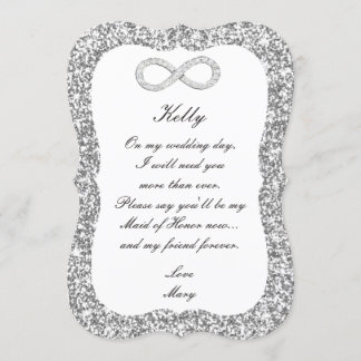 Tarjeta de Dama de Honor de Diamante con Brillo Pl