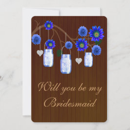 Tarjeta de Dama de Honor de Frascos de Mason Azul 