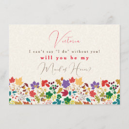 Tarjeta de dama de honor de la flor púrpura amaril