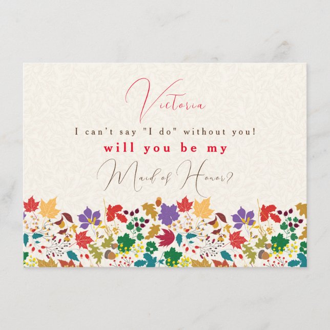 Tarjeta de dama de honor de la flor púrpura amaril (Anverso)