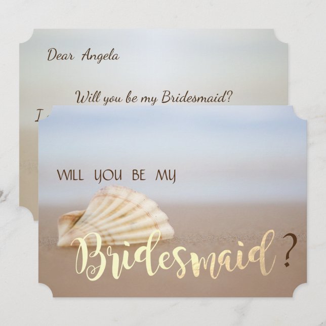 Tarjeta de dama de honor de la playa (Anverso / Reverso)