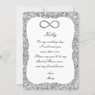 Tarjeta de Dama de Honor de Plata con Brillo de In