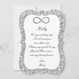 Tarjeta de Dama de Honor de Plata con Brillo de In