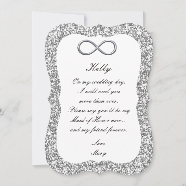 Tarjeta de Dama de Honor de Plata con Brillo de In (Anverso)