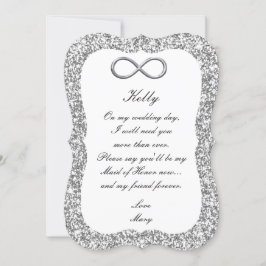 Tarjeta de Dama de Honor de Plata con Brillo de In