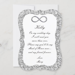 Tarjeta de Dama de Honor de Plata con Brillo de In
