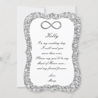 Tarjeta de Dama de Honor de Plata con Brillo de In