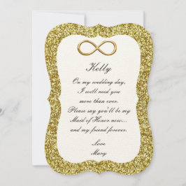 Tarjeta de Dama de Honor de Purpurina Dorada Infin