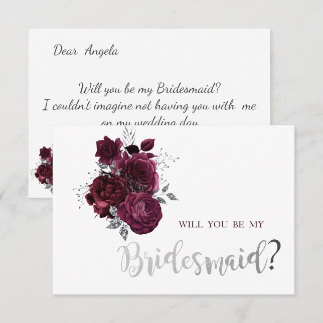 Tarjeta de Dama de Honor de Rosas de Borgoña (Anverso / Reverso)