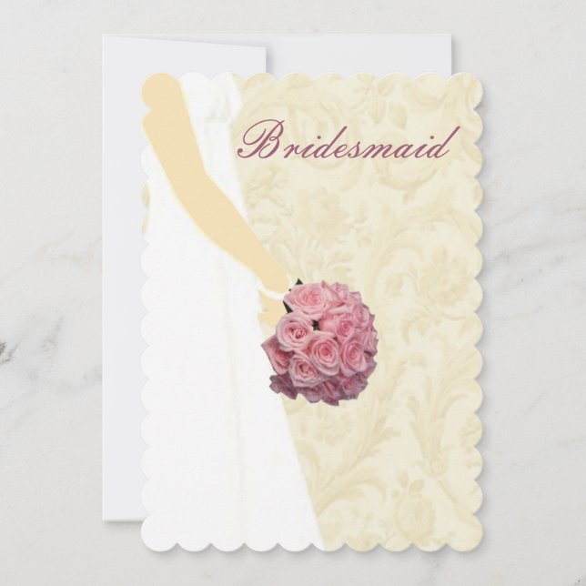 Tarjeta de dama de honor de vestido de boda elegan (Anverso)
