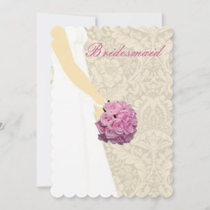 Tarjeta de dama de honor de vestido de novia elega